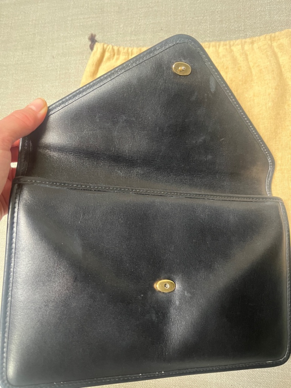 Vintage Celine Black Leather Envelope Clutch - Picture 4 of 6